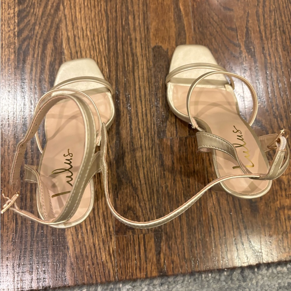 Lulu's Gold Strappy Sandals